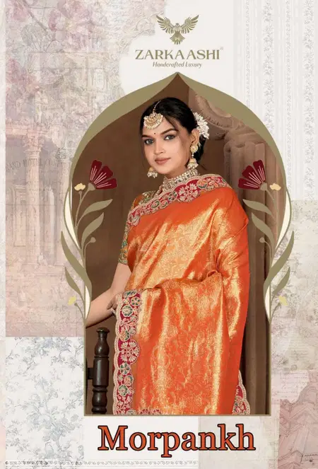 Morpankh By Zarkaashi Tissue Wedding Wear Saree Wholesalers In Surat
